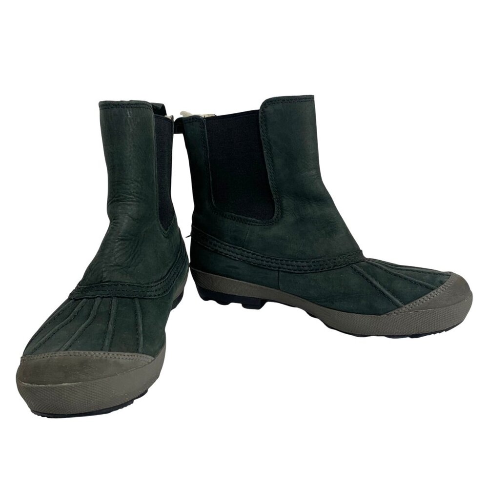 Ugg Green/Black Leather Shearling-Lined Winter Boots Womens Size 8